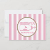 Bericht in Een flessenzeilboot Baby shower Roze Kaart (Achterkant)
