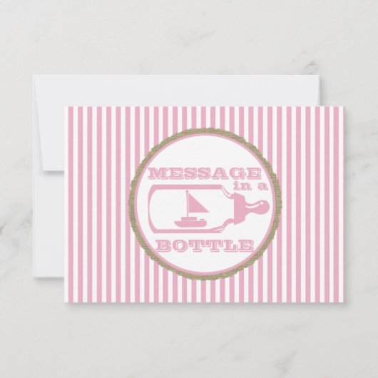 Bericht in Een flessenzeilboot Baby shower Roze Kaart (Achterkant)