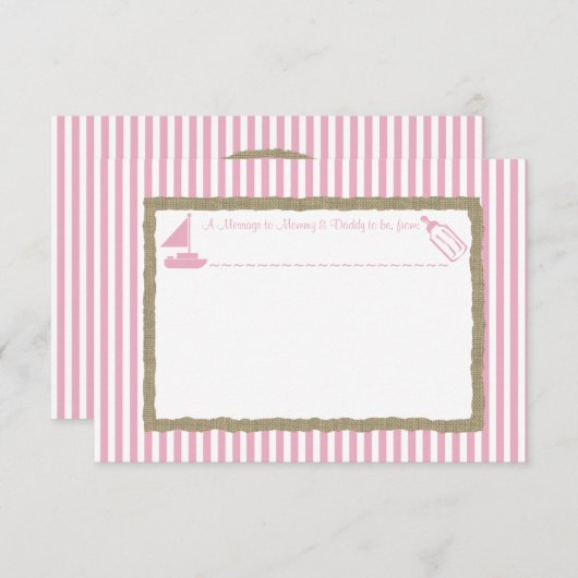 Bericht in Een flessenzeilboot Baby shower Roze Kaart (Voorkant / Achterkant)