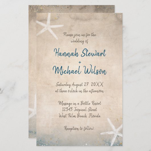 Bericht in een Uitnodiging van de Rol van de Beach (Voorkant / Achterkant)