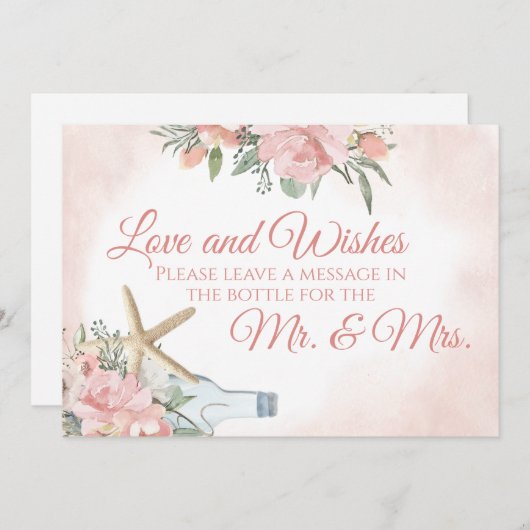 Bericht in fles bloemrijke strand kaart (Voorkant / Achterkant)