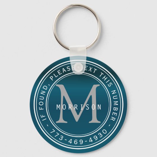 Bericht - Monogram in Blauwgroen Sleutelhanger (Voorkant)