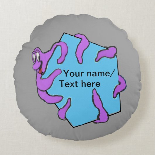 Bericht Octopus Cartoon Cust. Ronde piloot Rond Kussen (Voorkant)