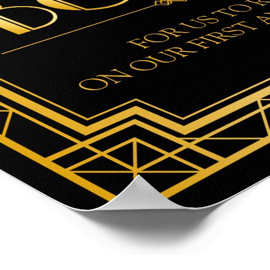 Bericht op een bottelbruiloft | Art Deco Gatsby Poster (Hoek)