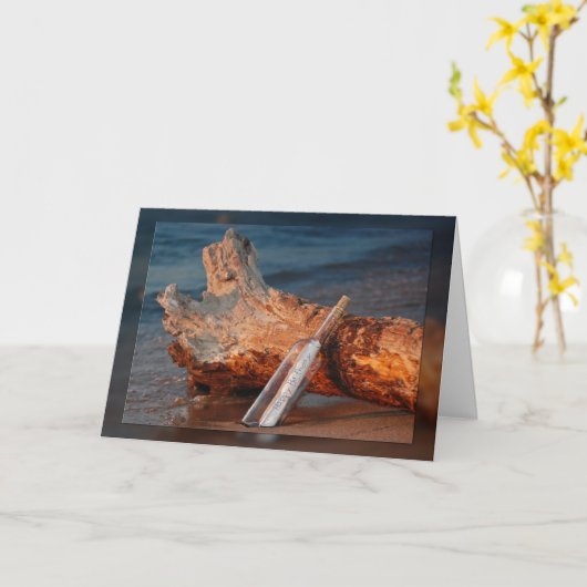 Bericht op een flessendoosdag kaart (Gele Bloem)