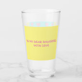 Bericht op een glazen beker voor je dochter (Achterkant)