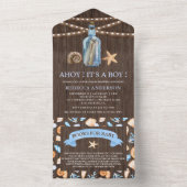 bericht over hout in een Baby shower van de fles All In One Uitnodiging (Binnen)