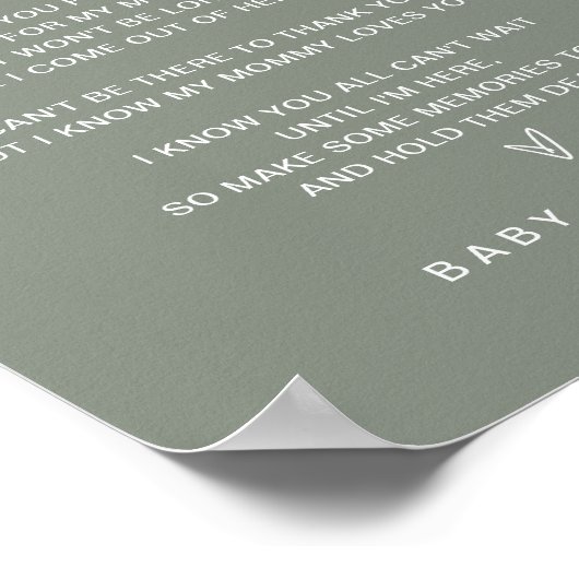 Bericht Sage vanaf het Baby shower Bump Poster (Hoek)