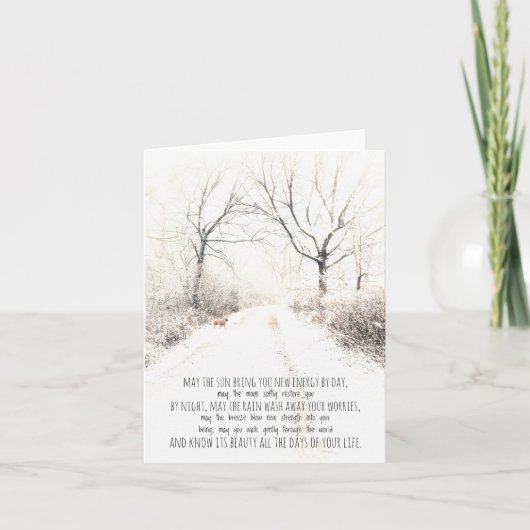 Bericht, sneeuw met hond bedankkaart (Voorkant)