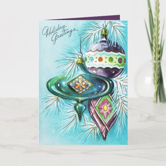 Bericht toevoegen  retro bollen kerstkaart feestdagen kaart (Voorkant)