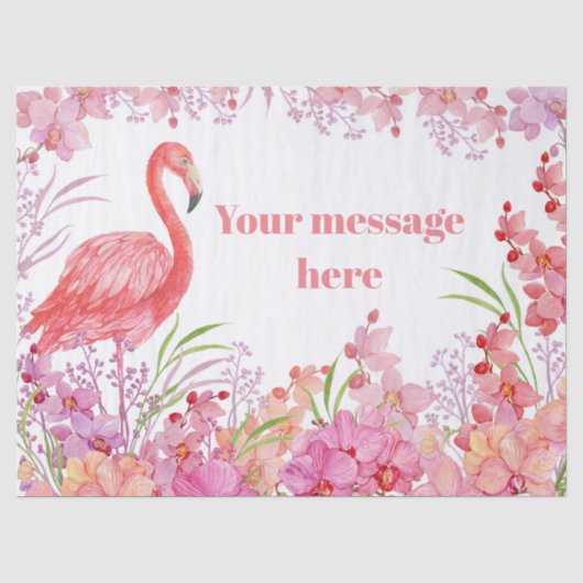 bericht toevoegen roze flamingo strandfeest tissue tissuepapier (Voorkant)