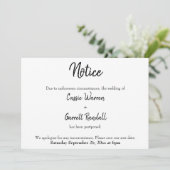 "Bericht" Uitgestelde huwelijksaankondiging Kaart (Staand voorkant)