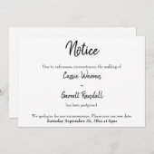 "Bericht" Uitgestelde huwelijksaankondiging Kaart (Voorkant / Achterkant)