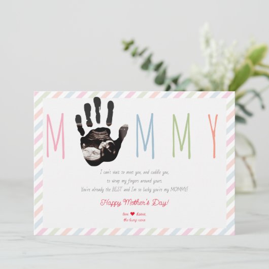 Bericht van de Bump Echografie 1e Moederdag Feestdagenkaart (Staand voorkant)