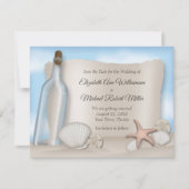 Bericht van een Beach van de Fles sparen de Kaarte Save The Date (Voorkant)