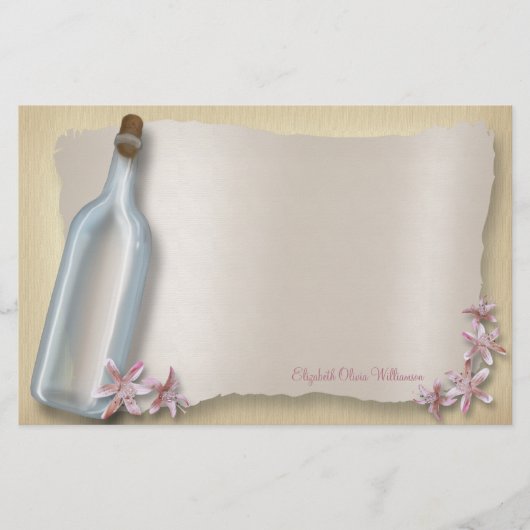 Bericht van een fles ~ horizontale briefpapier (Voorkant)