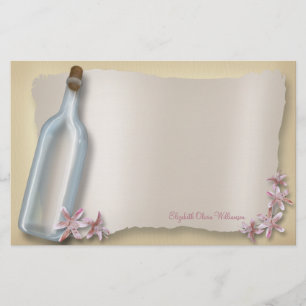 Bericht van een fles ~ horizontale kantoorbenodigd briefpapier