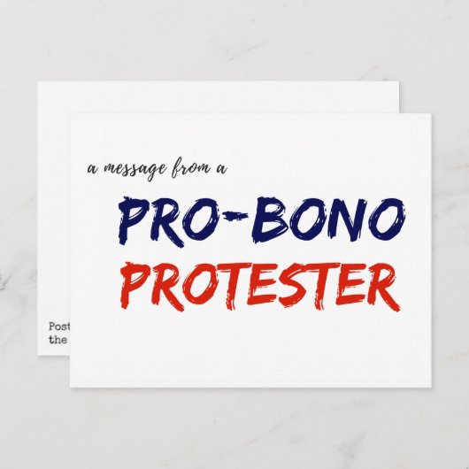 Bericht van een Protesteerder pro-Bono Briefkaart (Voorkant / Achterkant)