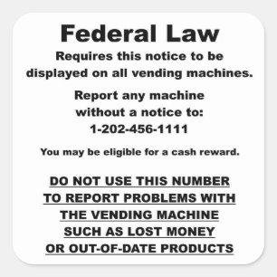 Bericht van federale automaat vierkante sticker