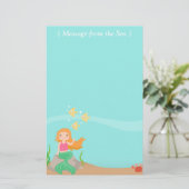 Bericht van het Zee, Zeemeermin met zeedieren Briefpapier (Staand voorkant)