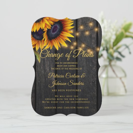 Bericht van uitstel van het boerenbruiloft met zon kaart (Staand voorkant)