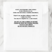 Bericht verkoopautomaat rechthoekige sticker (Tas)