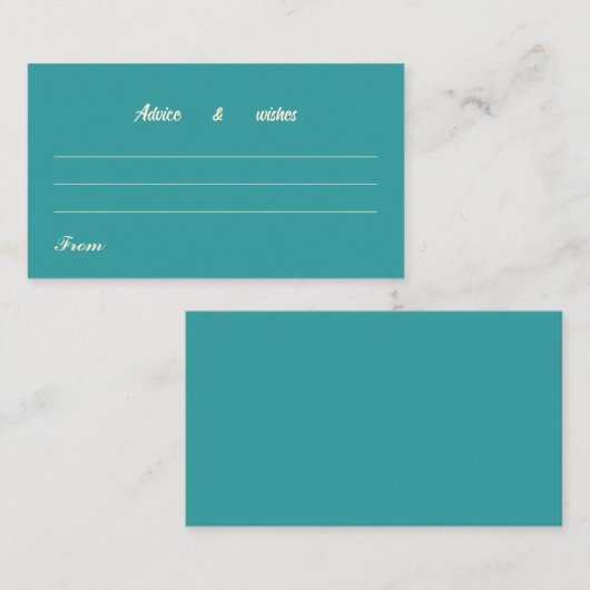 Bericht voor bruiloft Kaart Eenvoudig Blauwgroen (Voorkant / Achterkant)