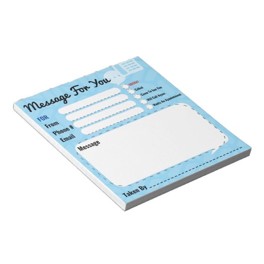 Bericht voor jou Telefoongesprek Blauwe kantoorblo Notitieblok (Schuin)