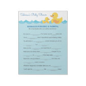 Bericht voor ouders om Baby shower van rubber Duck Notitieblok (Linkerzijde)