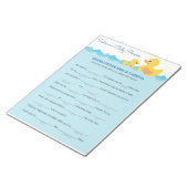 Bericht voor ouders om Baby shower van rubber Duck Notitieblok (Schuin)