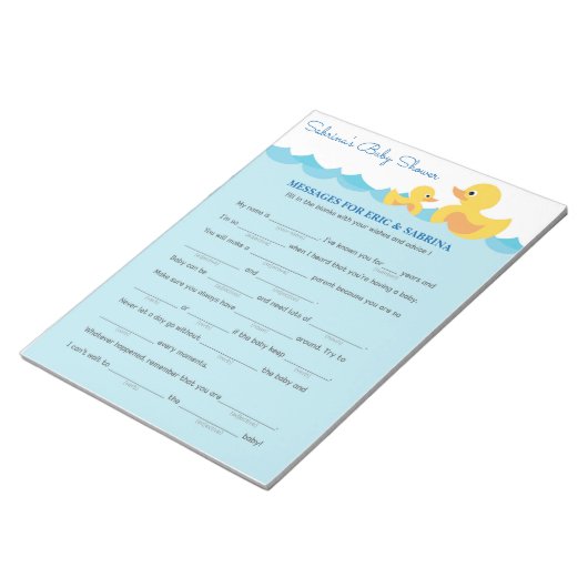 Bericht voor ouders om Baby shower van rubber Duck Notitieblok (Schuin)
