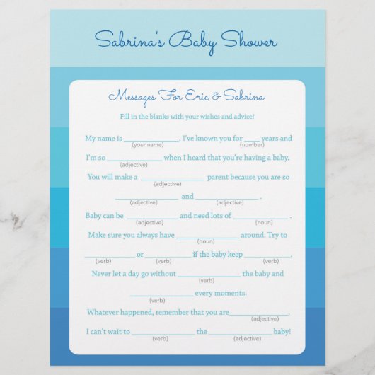 Bericht voor ouders om blauw Ombre-Baby shower te  Flyer (Voorkant)