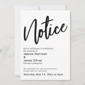 Bericht zwart wit uitgestelde bruiloft aankondigin kaart (Voorkant)