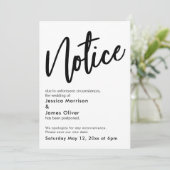 Bericht zwart wit uitgestelde bruiloft aankondigin kaart (Staand voorkant)