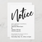 Bericht zwart wit uitgestelde bruiloft aankondigin kaart (Voorkant / Achterkant)