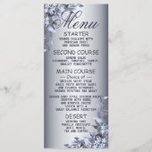 Berichten bij de marine Blue Floral Silver Dinner Menu (Voorkant)