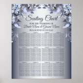 Berichten bij de marine Blue Floral Silver Grey El Poster (Voorkant)