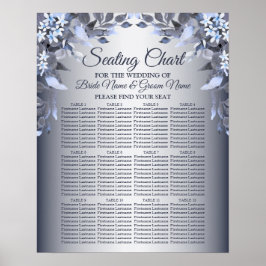 Berichten bij de marine Blue Floral Silver Grey El Poster