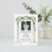 Berichten blauw groen-witte Floral verander de dat Briefkaart (Staand voorkant)