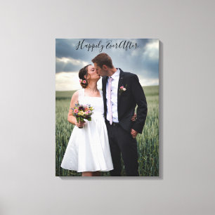Berichten Bride & Groom Foto van het huwelijk.. .. Canvas Afdruk