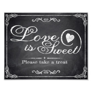 Berichten - Chalkboard - Love is Sweet - Foto Afdruk