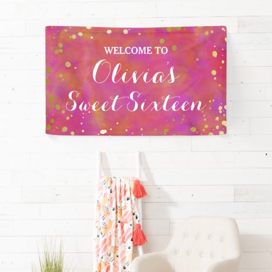 Berichten en gouden Confetti - zestien Spandoek (Insitu)