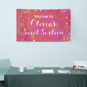 Berichten en gouden Confetti - zestien Spandoek (Beurs)