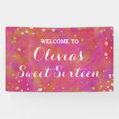 Berichten en gouden Confetti - zestien Spandoek (Horizontaal)