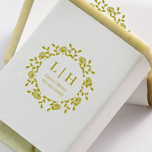 Berichten Floral Garland Boho Style Initialen Desi Rubberstempel