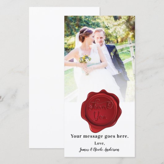 Berichten Foto Afbeelding Dank je Rode Wax-zegel Bedankkaart (Voorkant / Achterkant)