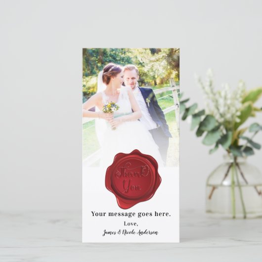 Berichten Foto Afbeelding Dank je Rode Wax-zegel Bedankkaart (Staand voorkant)