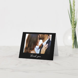 Berichten foto Black Elegant Script Minimalist Bedankkaart