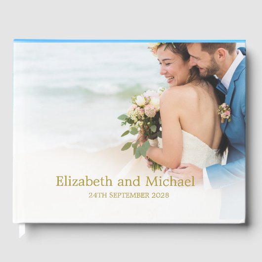 Berichten Foto Blauwe Zeevaart Elegant Wedding Gastenboek (Voorkant)