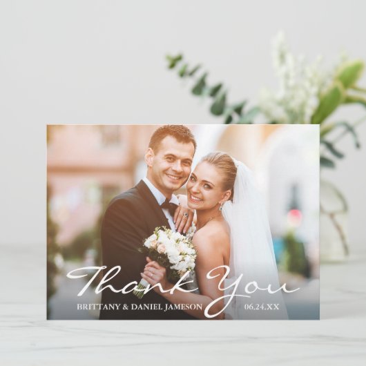 Berichten Foto Bride & Groom Hartelijk dank Bedankkaart (Staand voorkant)